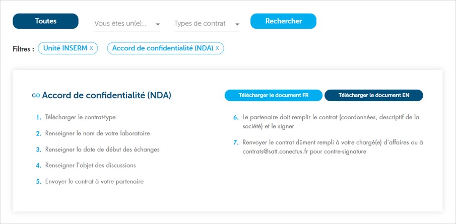 screenshot site conectus téléchargement contrats