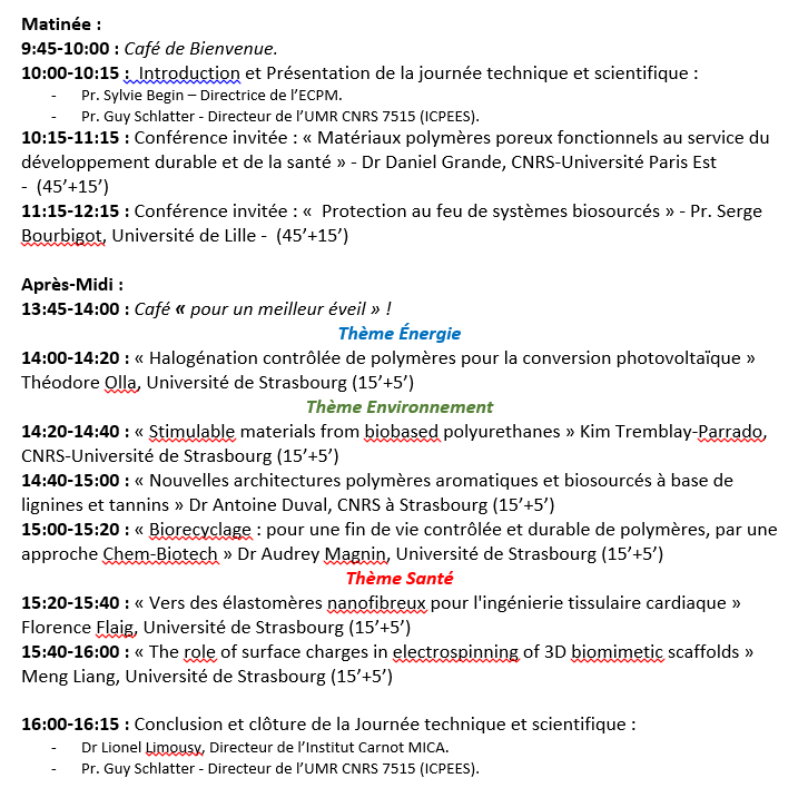 Programme journée polymeres